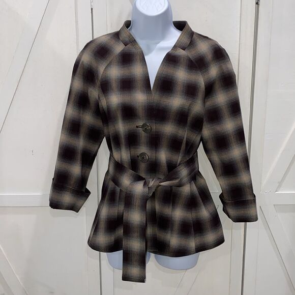 Signature By Larry Levine Plaid Blazer Fully Lined Size 8 - Picture 2 of 10